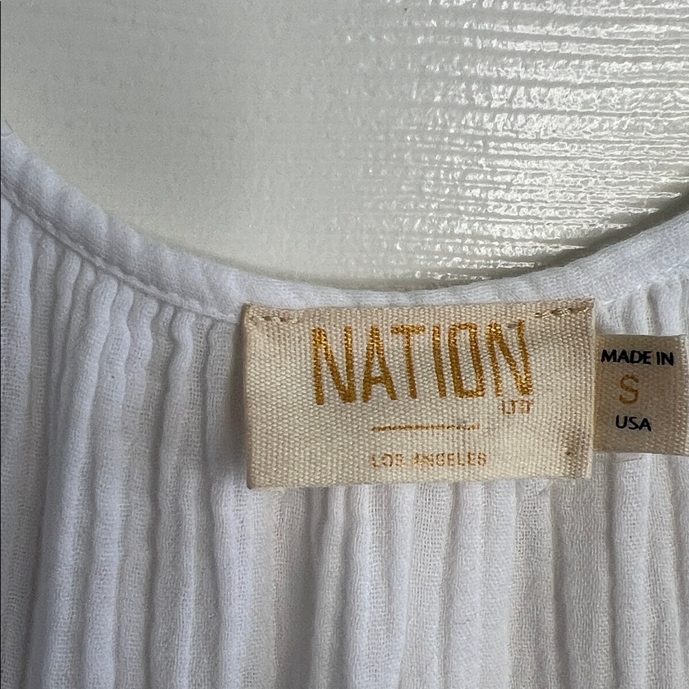 Nation LTD Mindy dress white puff sleeve midi dress small made in USA - Picture 5 of 9